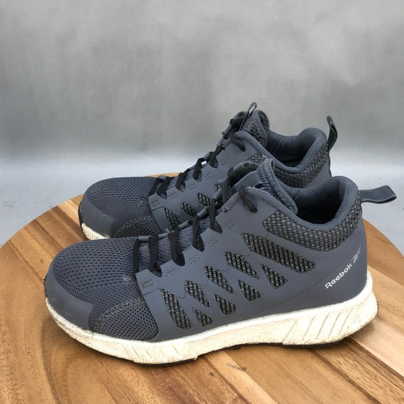 Reebok Fusion Flexweave Comp Toe Work‎ Shoes Mens 7.5 Wide Gray Mesh Lace Up - Picture 3 of 8